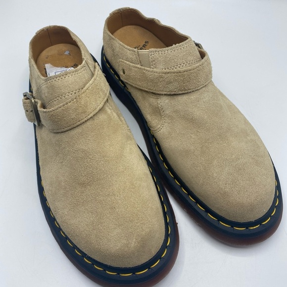Dr. Martens Beige Suede Buckle Clog with Yellow Stitching main image 6